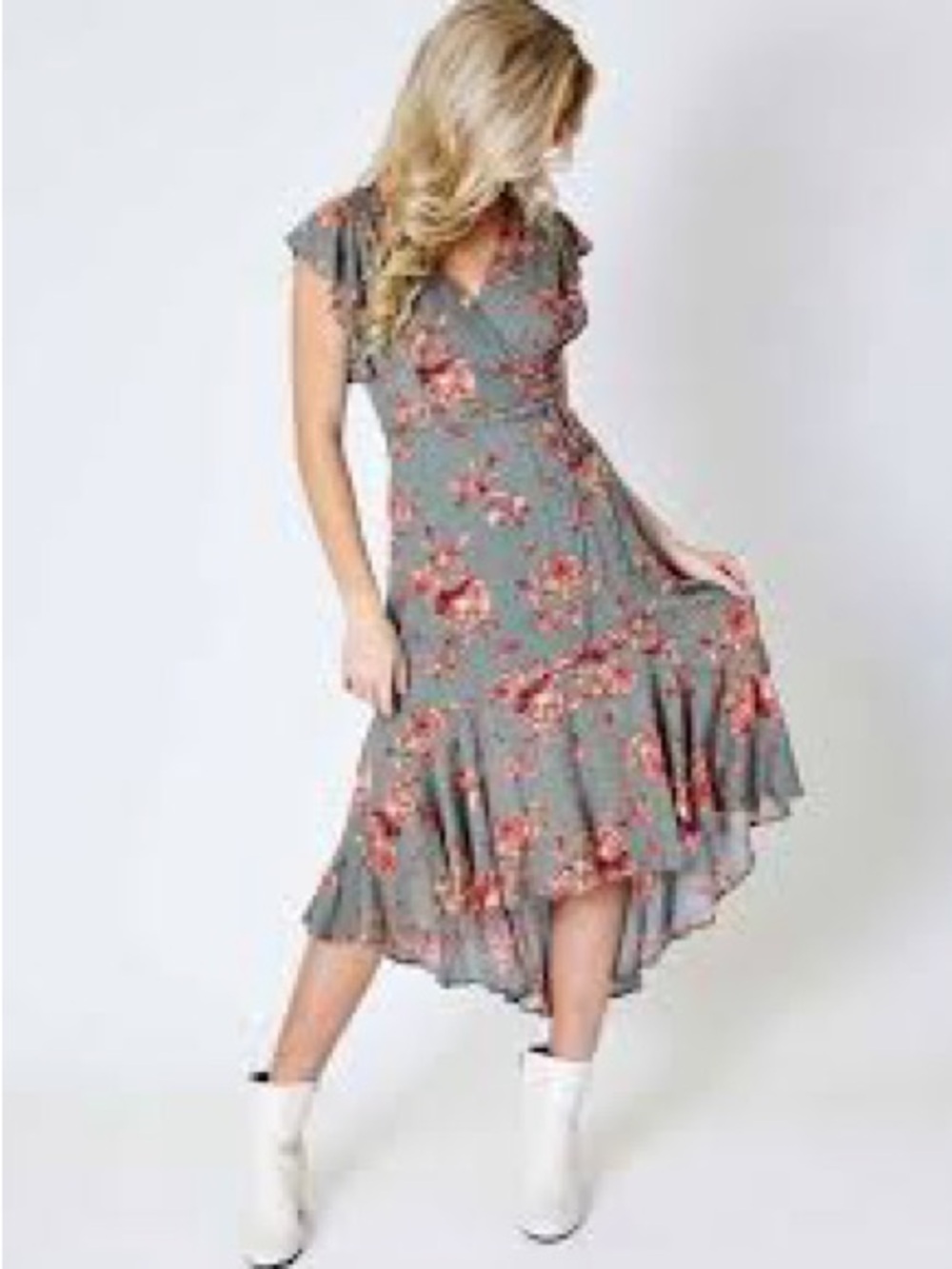 Altar'd State Mint Green and Pink Floral Dress
